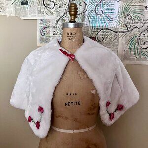 American Girl Bitty Baby Faux Fur Flower Trim Holiday Capelet For Girls L